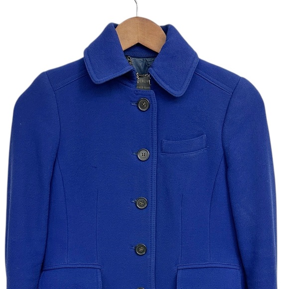 J.Crew Double Cloth Metro Wool Coat THINSULATE Royal Blue Lady Day Size 0P - Picture 4 of 14